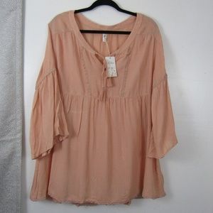 Woman's Blush Crochet Embellished Tunic Plus Sized